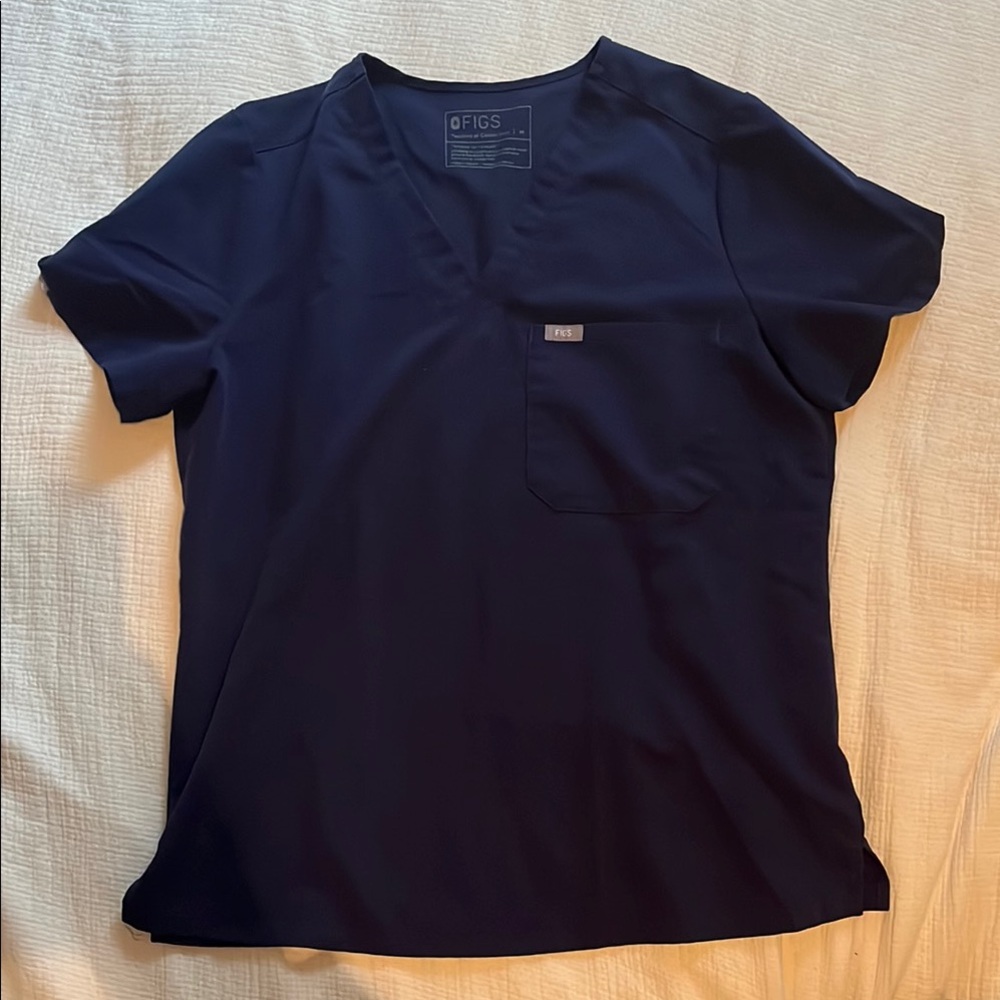 Figs Navy Blue Scrub Set: Zamora high waisted jogger pants and Catarina top